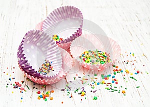 Empty cupcake cups