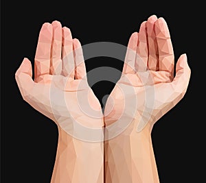 Empty cupped hands polygonal triangles