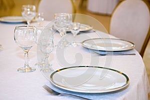 Empty cutlery on the festive table.