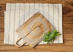 Empty Cutting Board Texture Background, Wooden Chopping Board Mockup with Copy Space for Text