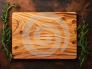 Empty Cutting Board Texture Background, Wooden Chopping Board Mockup with Copy Space for Text