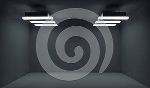 Empty dark room with lightrays