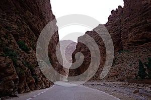 Empty and dark Todra Gorge, Morocco