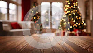 Empty defocused christmas room with copy space