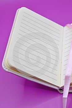 empty diary on purple background