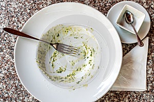 Empty dirty dish after meal