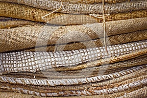 Empty dirty jute sacks