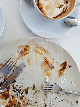 Empty dirty plates