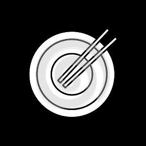 Empty dish with chopsticks dark mode glyph icon