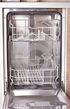 Empty dishwasher in kitchen