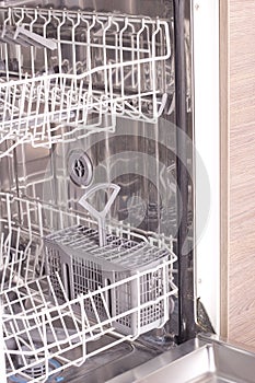 Empty dishwasher in kitchen