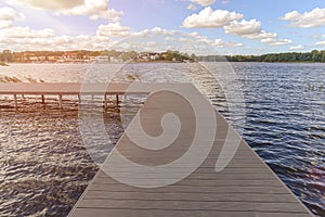 Empty dock in calm lake