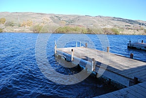 Empty Dock on a Deep Blue Lake