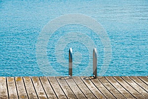 Empty dock, pier with ladder, concept, background, abstract & co