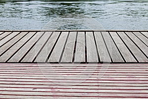 An empty dock at the sunset