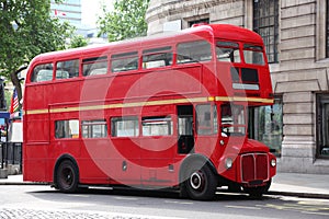 Empty double-decker on street in London