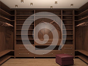 Empty dressing room, interior of a modern house.