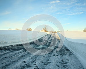 Empty drive cleared of snow