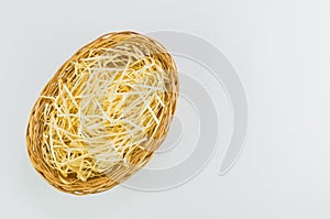 Empty Easter basket seen from above