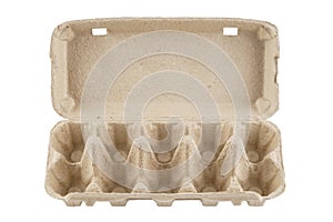Empty egg carton, box, tray or container isolated on white