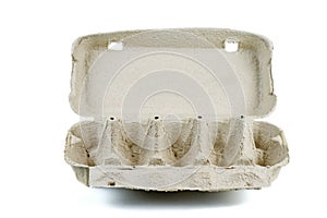 Empty egg carton isolated on a white