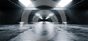 Prázdný elegantní tmavý beton podzemní tunel jasný bílý světla tapeta na plochu  trojrozměrný 