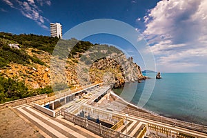 Empty embankment on seashore