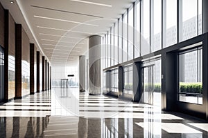 Empty entrance hall of modern public station or large convention center lobby