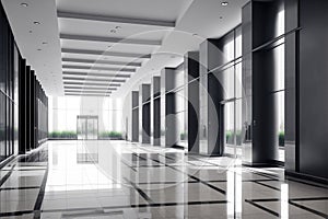 Empty entrance hall of modern public station or large convention center lobby