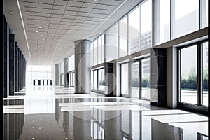 Empty entrance hall of modern public station or large convention center lobby