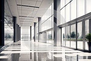 Empty entrance hall of modern public station or large convention center lobby