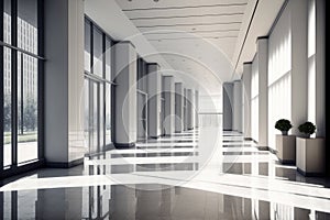 Empty entrance hall of modern public station or large convention center lobby