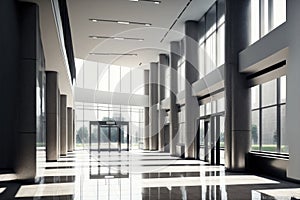 Empty entrance hall of modern public station or large convention center lobby