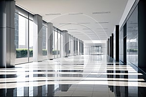 Empty entrance hall of modern public station or large convention center lobby