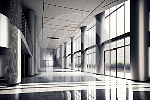 Empty entrance hall of modern public station or large convention center lobby