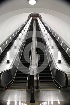 Empty Escalator Down To The Metro