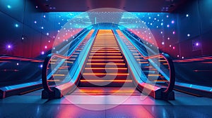 empty escalator with illumination