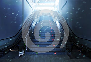 Empty escalator and stairs