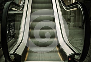 Empty escalator stairs