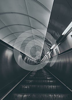 empty escalator stairs in metro