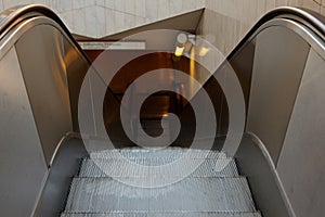 Empty escalator stairs in the metro station.