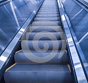 Empty escalator of the subway station