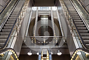 Empty Escalators at Metro Station