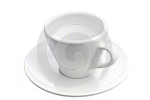 Empty espresso coffee cup isolated over white
