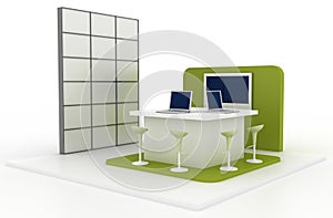 Empty exhibition booth, copy space illustration