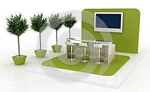 Empty exhibition booth, copy space illustration