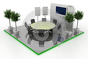 Empty exhibition booth, copy space illustration