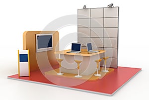 Empty exhibition booth, copy space illustration