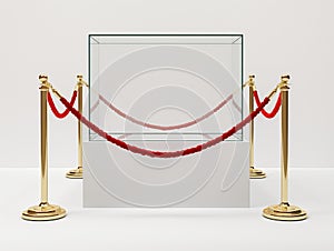 Empty Exhibition Display with Velvet Ropes