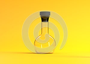 Empty flask on yellow background